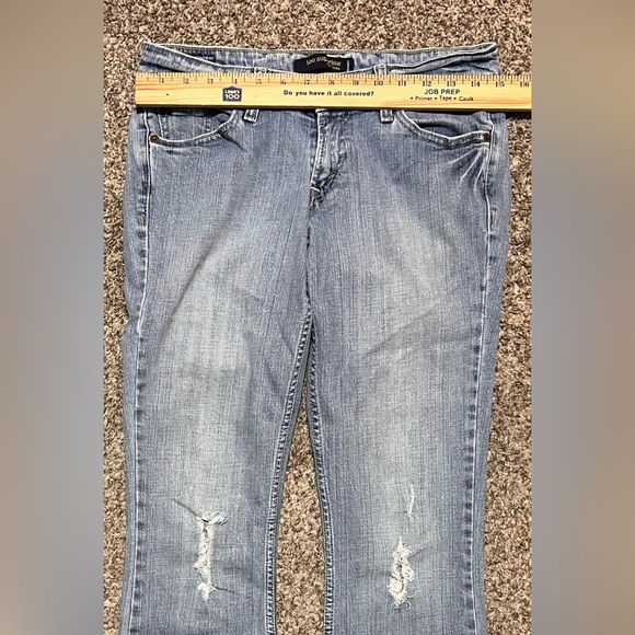 Levi’s Too Superlow 524 Distressed Denim Blue Jeans Bootcut Stretch Size 5 M - Picture 8 of 10
